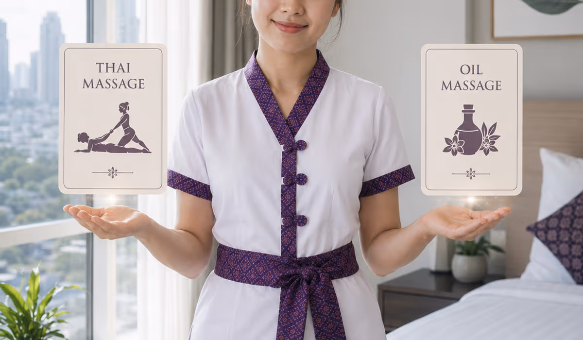 A therapist blending firm and flowing strokes, illustrating how you can combine two massage styles in one session
