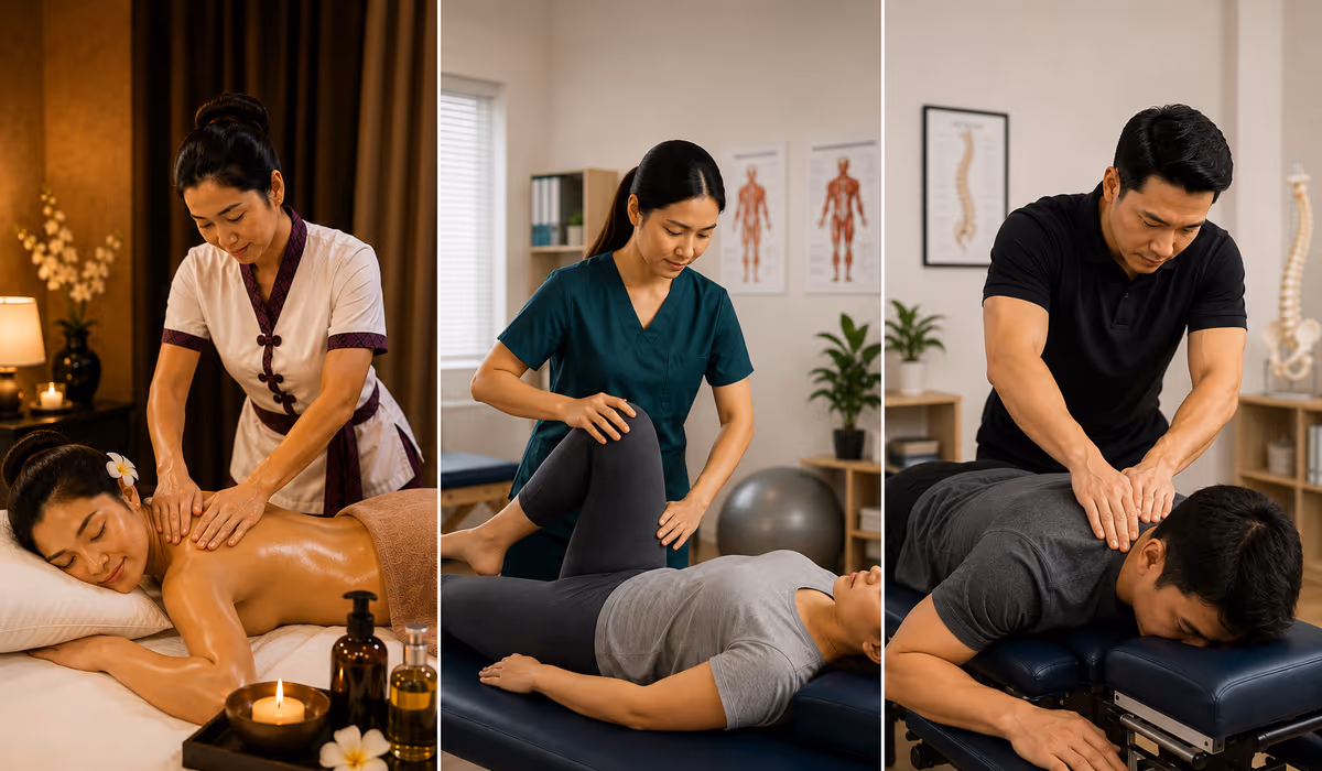 A therapist working on a client's shoulder muscles, illustrating how massage compares with physiotherapy and chiropractic care
